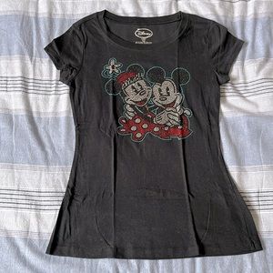 Black Mickey & Minnie Mouse Rhinestone shirt